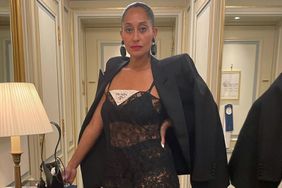 Tracee Ellis Ross wears a lace look in Paris.