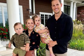 Shawn Johnson and Andrew East with their kids, Drew and Jett.