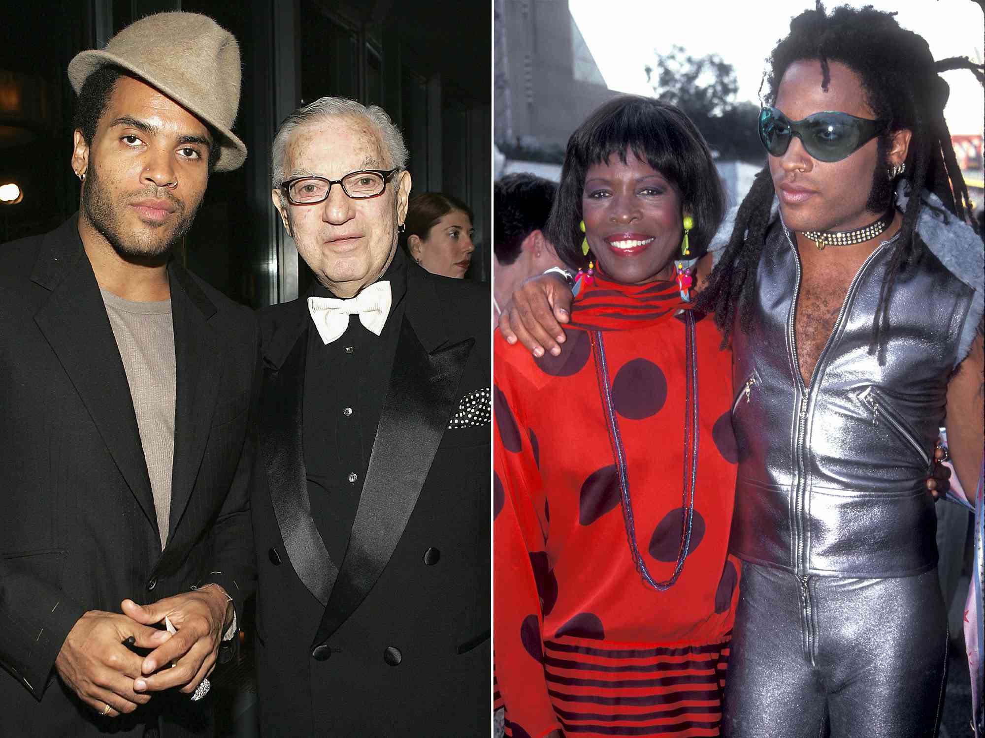 Lenny Kravitz and his father Sy Kravitz ; Lenny Kravitz with mother Roxie Roker