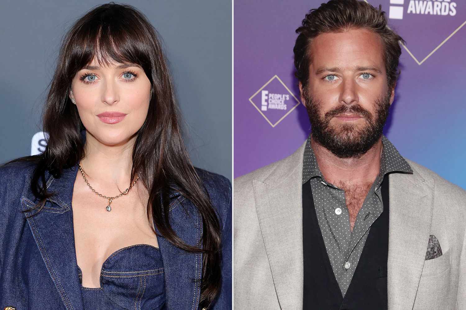 Dakota Johnson attends Sundance Institute's Inaugural Opening Night: A Taste Of Sundance Presented By IMDbPro ; Armie Hammer attends the 2020 E! People's Choice Awards