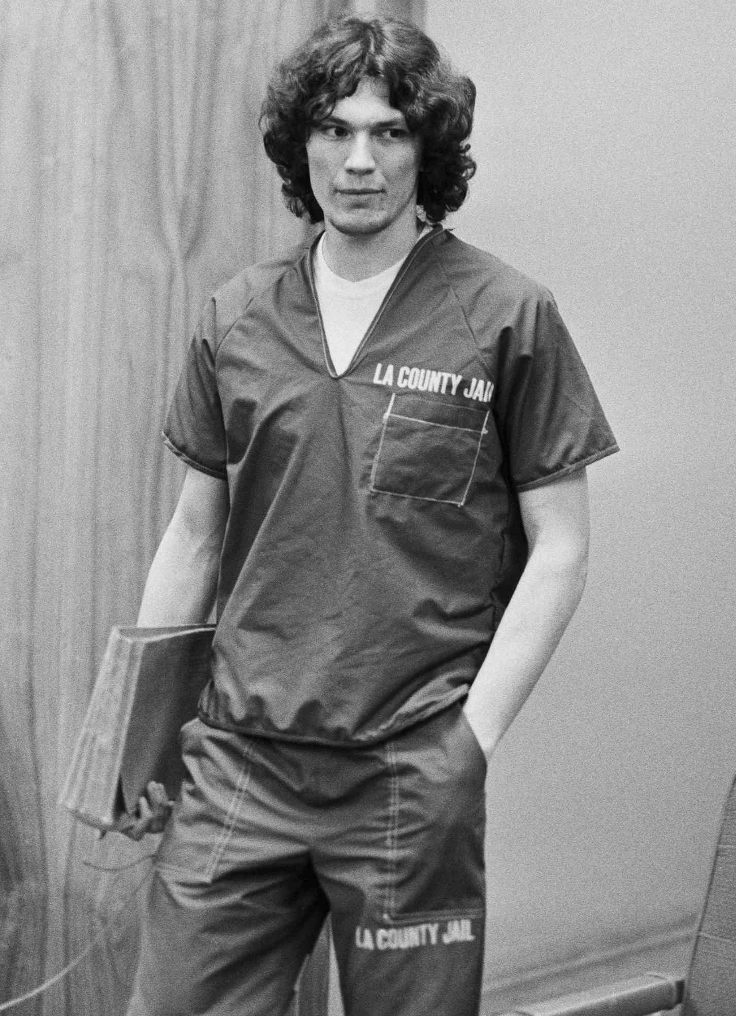 Richard Ramirez appears in court wearing prison clothes on May 6, 1986.