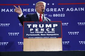 Republican presidential candidate Donald Trump speaks during a campaign rally, Saturday, Oct. 15, 2016, in Portsmouth, N.H. (AP Photo/ Evan Vucci)