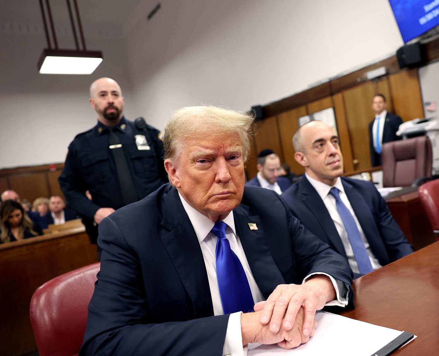 Former US President Donald Trump, from left, Emil Bove, attorney for former US President Donald Trump, and Susan Necheles, attorney for former US President Donald Trump, at Manhattan criminal court in New York, US, on Thursday, May 30, 2024.