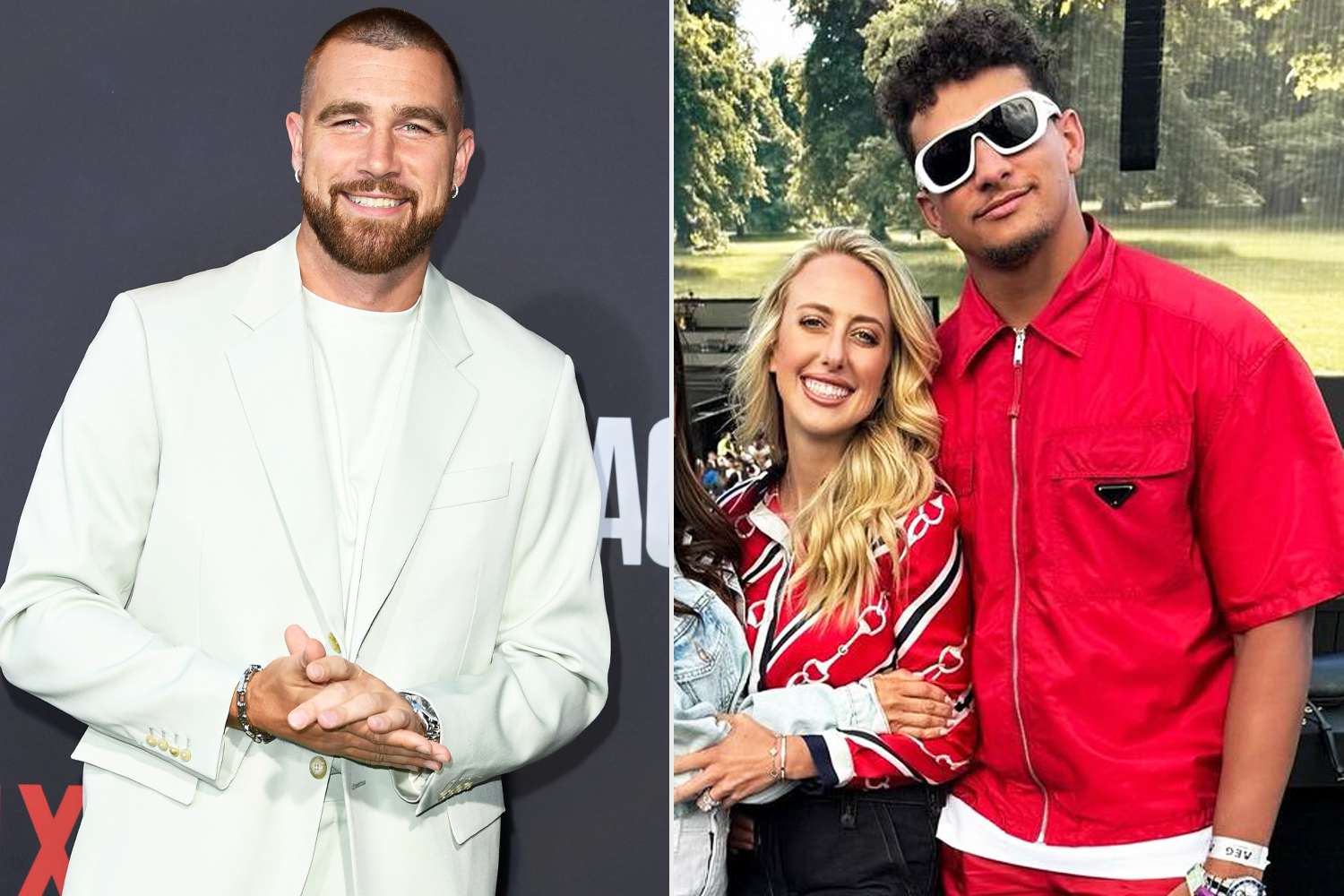 Travis Kelce, Patrick Mahomes and Brittany Mahomes