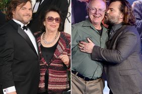 Jack Black and his mom Judith arrive at the 70th Annual Golden Globe Awards on January 13, 2013 in Beverly Hills, California. ; Thomas William Black and Jack Black attend the premiere of Sony Pictures' "Jumanji: The Next Level" on December 09, 2019 in Hollywood, California. 