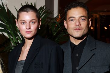 Emma Corrin and Rami Malek attend the Miu Miu Dinner Party as part of the Paris Fashion Week Womenswear S/S 2024 on October 03, 2023.