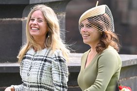 Princess Eugenie arrives at the Wedding of Hugh Grosvenor, the Duke Of Westminster and Olivia Henson at Chester Cathedral.