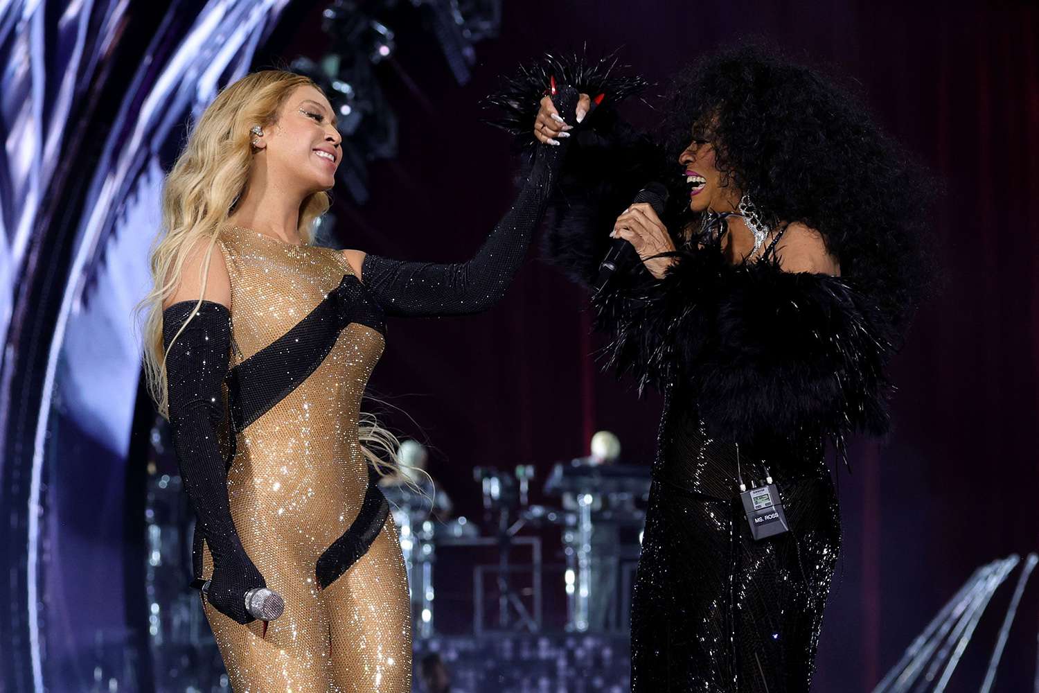(Exclusive Coverage) (L-R) Beyonce and Diana Ross perform onstage during the "RENAISSANCE WORLD TOUR" at SoFi Stadium 