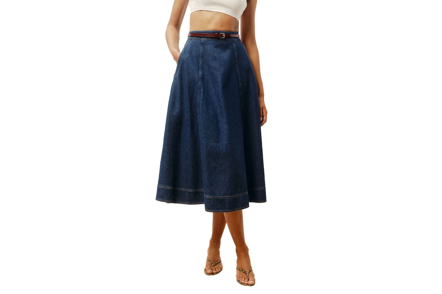 Reformation Delilah Denim Midi Skirt