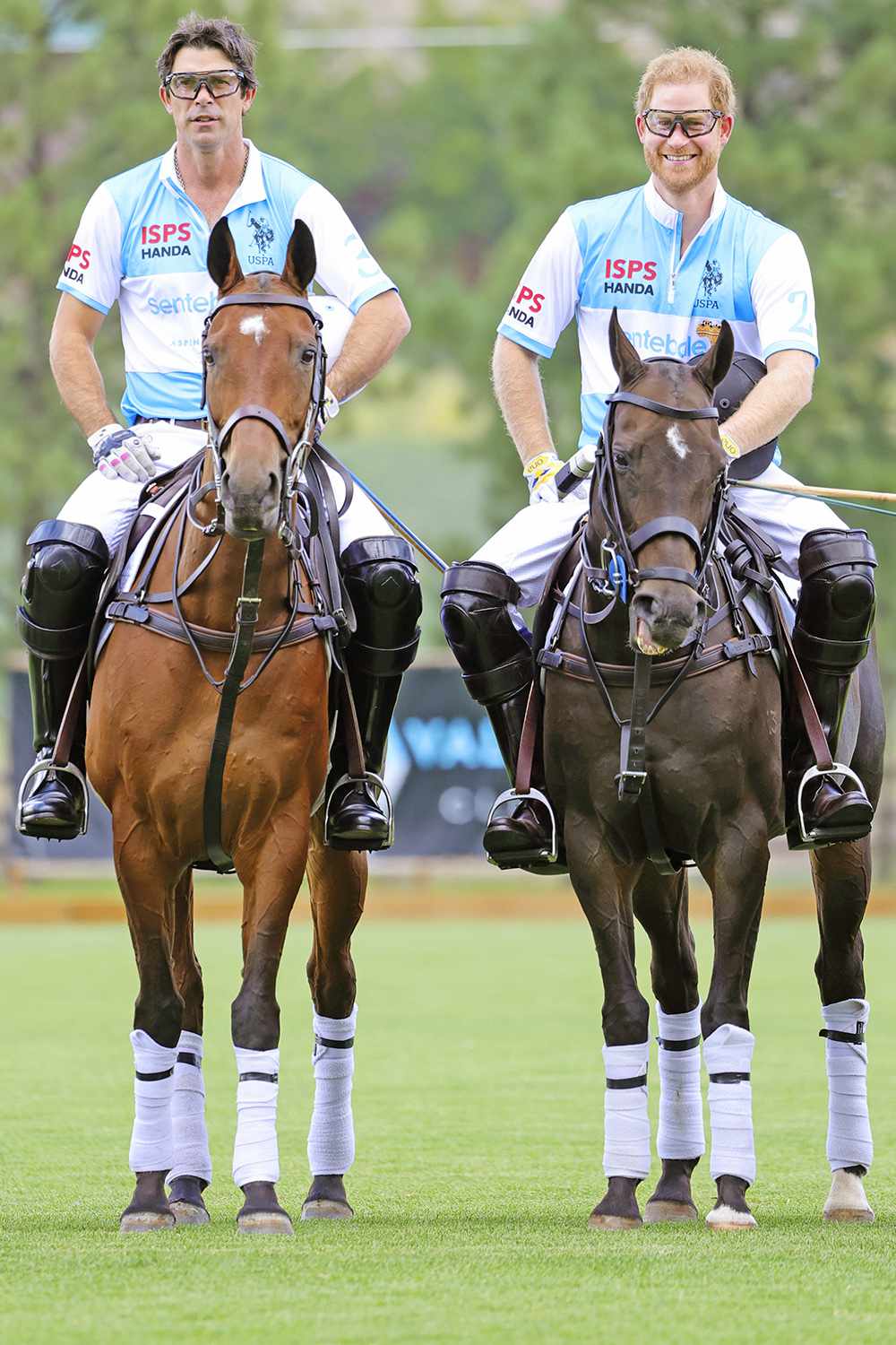 ASPEN, COLORADO - AUGUST 25: (L-R) Sentebale Ambassador Nacho Figueras and Prince Harry, Duke of Sussex play polo during the Sentebale ISPS Handa Polo Cup 2022 on August 25, 2022 in Aspen, Colorado. (Photo by Chris Jackson/Getty Images for Sentebale)