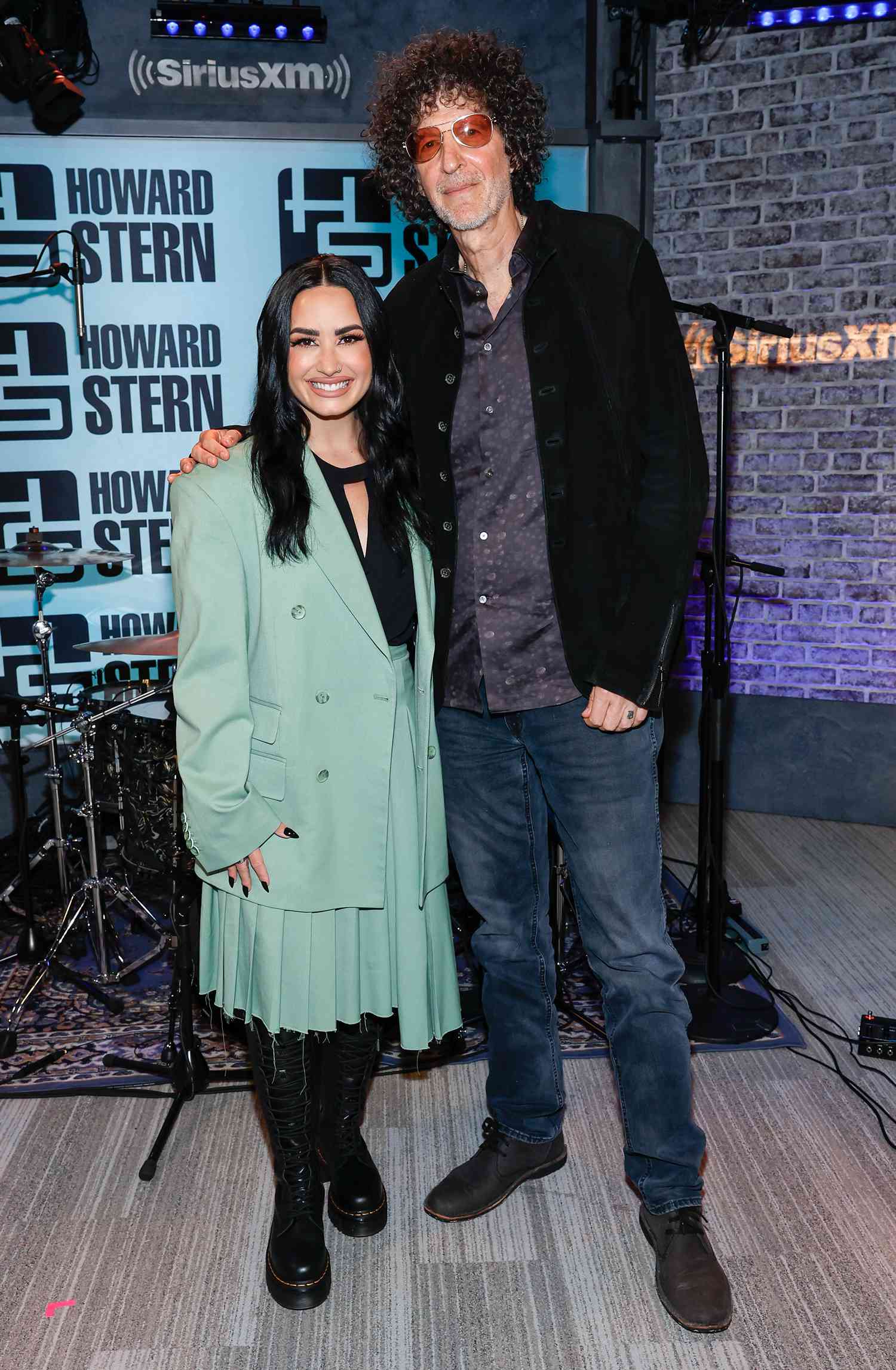 Howard Stern and Demi Lovato pose for a picture at SiriusXM's 'The Howard Stern Show' at SiriusXM Studios on September 11, 2023 in New York City.