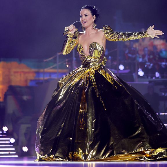 Katy Perry performs on stage during the Coronation Concert on May 07, 2023 in Windsor, England