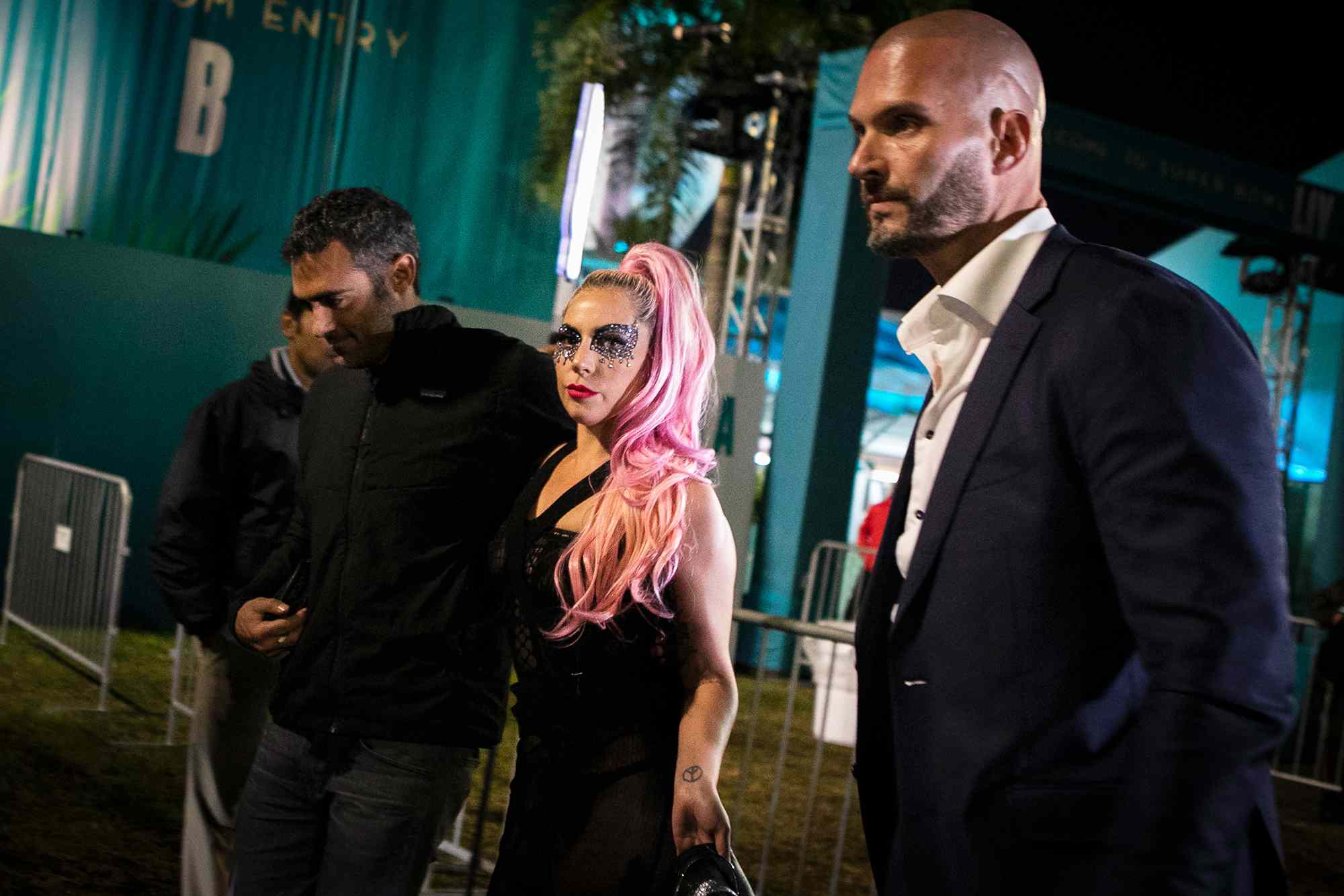 Lady Gaga leaves after Super Bowl LIV Hard Rock Stadium in Miami Gardens, Florida