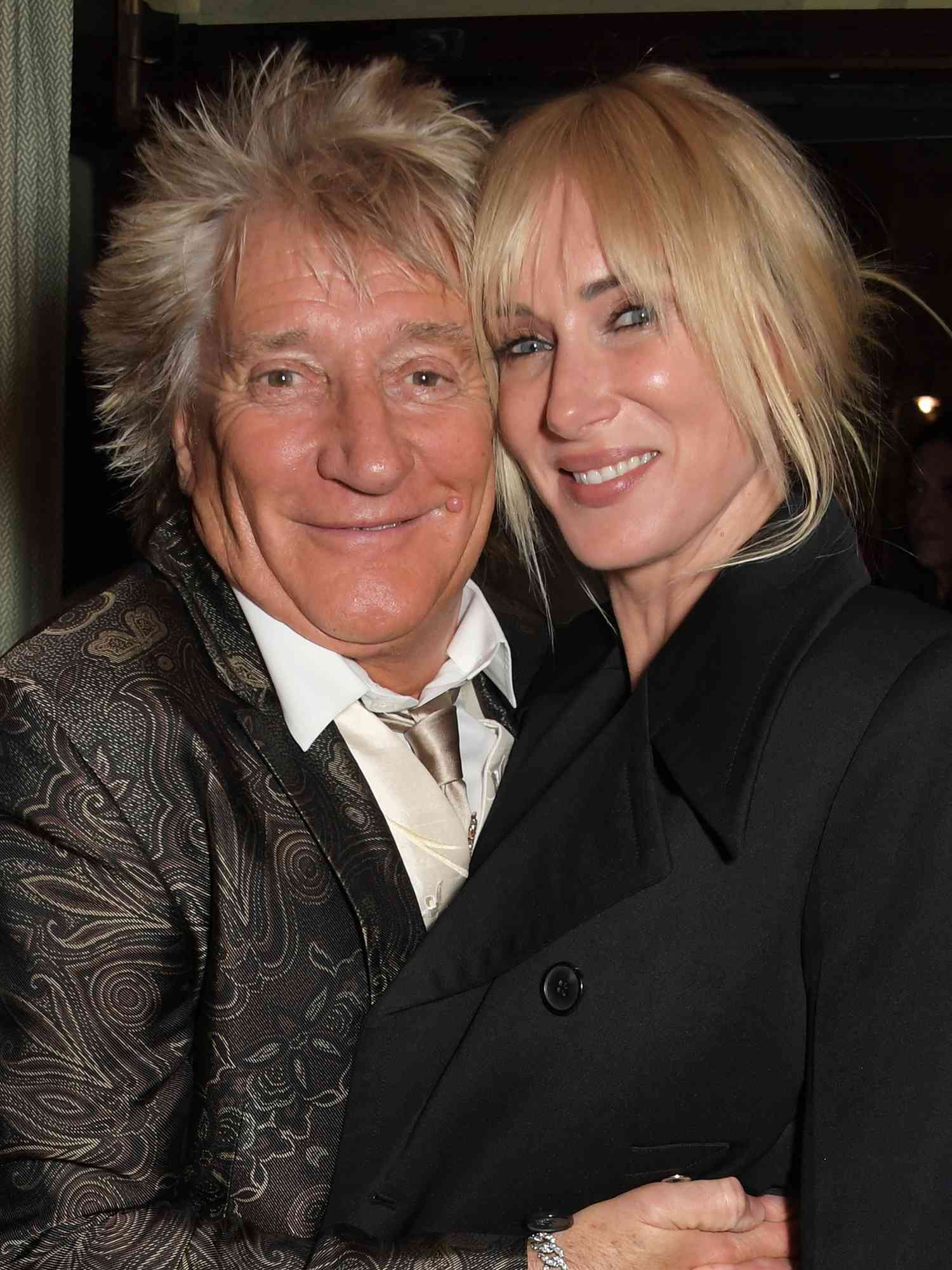 Sir Rod Stewart and Kimberly Stewart attend the Langan's Launch Night on October 28, 2021 in London, England.