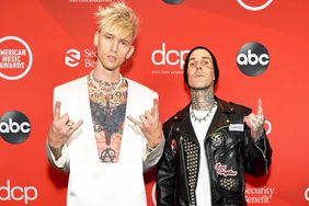 Pictured: (L-R) Machine Gun Kelly and Travis Barker in Los Angeles on Nov. 22, 2020