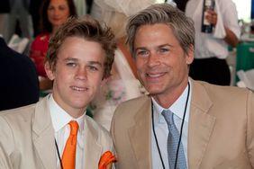 Rob Lowe and his son John Owen attend the Foundation Polo Challenge at the Santa Barbara Racquet and Polo Club on July 9, 2011