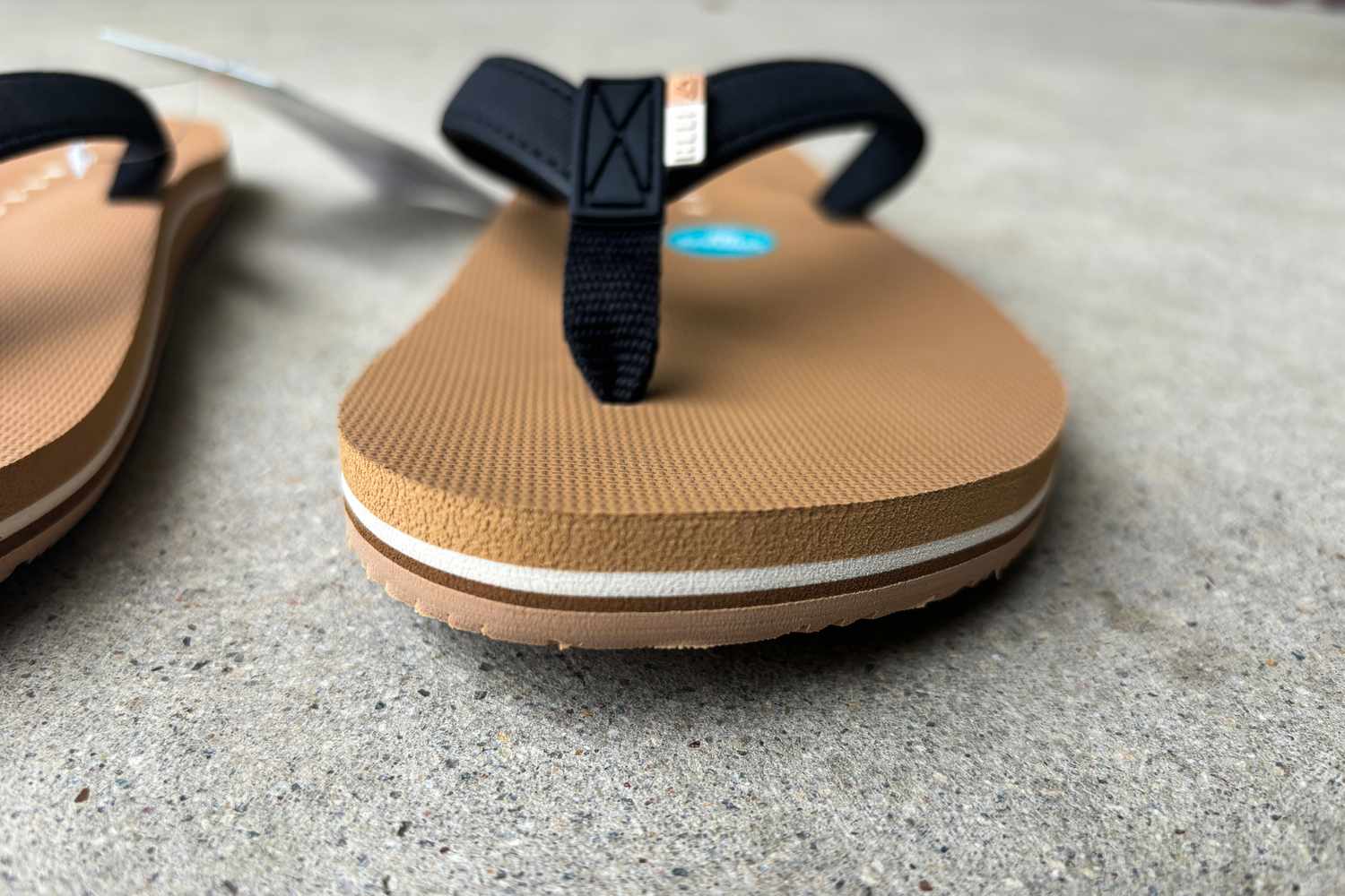 close-up of layering on the Reef Solana Flip Flop