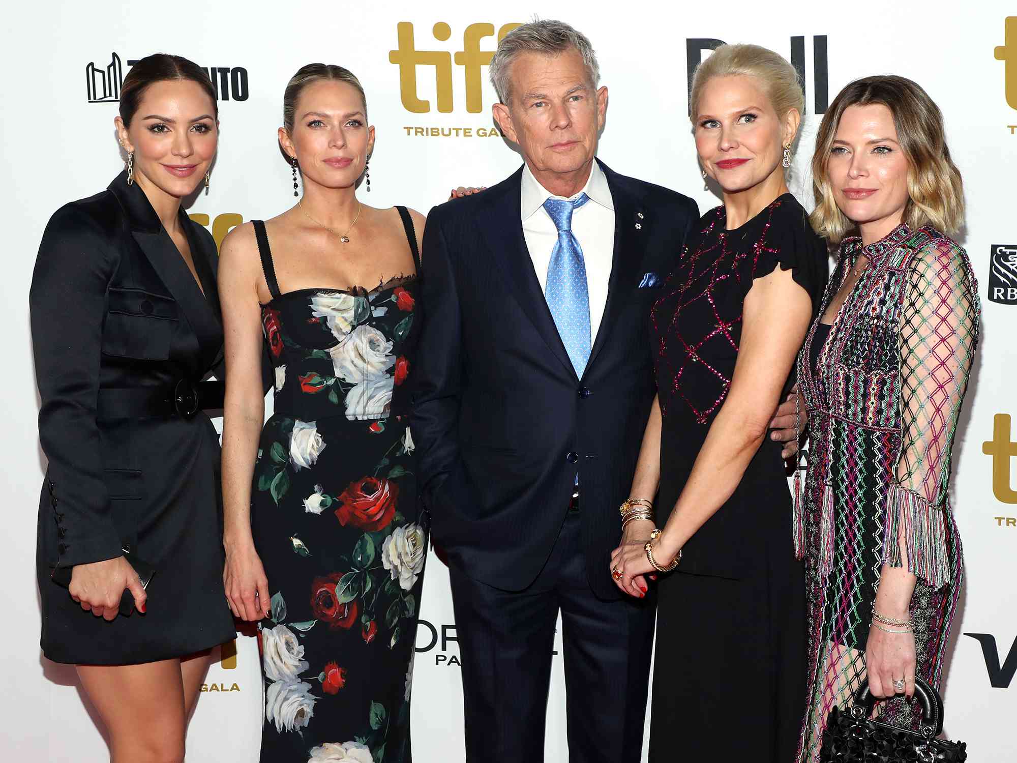 Katharine McPhee, Jordan Foster, David Foster, Amy Foster and Erin Foster attend the 2019 Toronto International Film Festival TIFF Tribute Gala at The Fairmont Royal York Hotel on September 09, 2019 in Toronto, Canada
