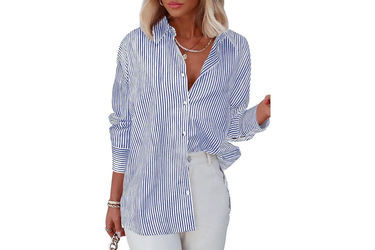 Amazon Diosun Womens Striped Button Down Shirts