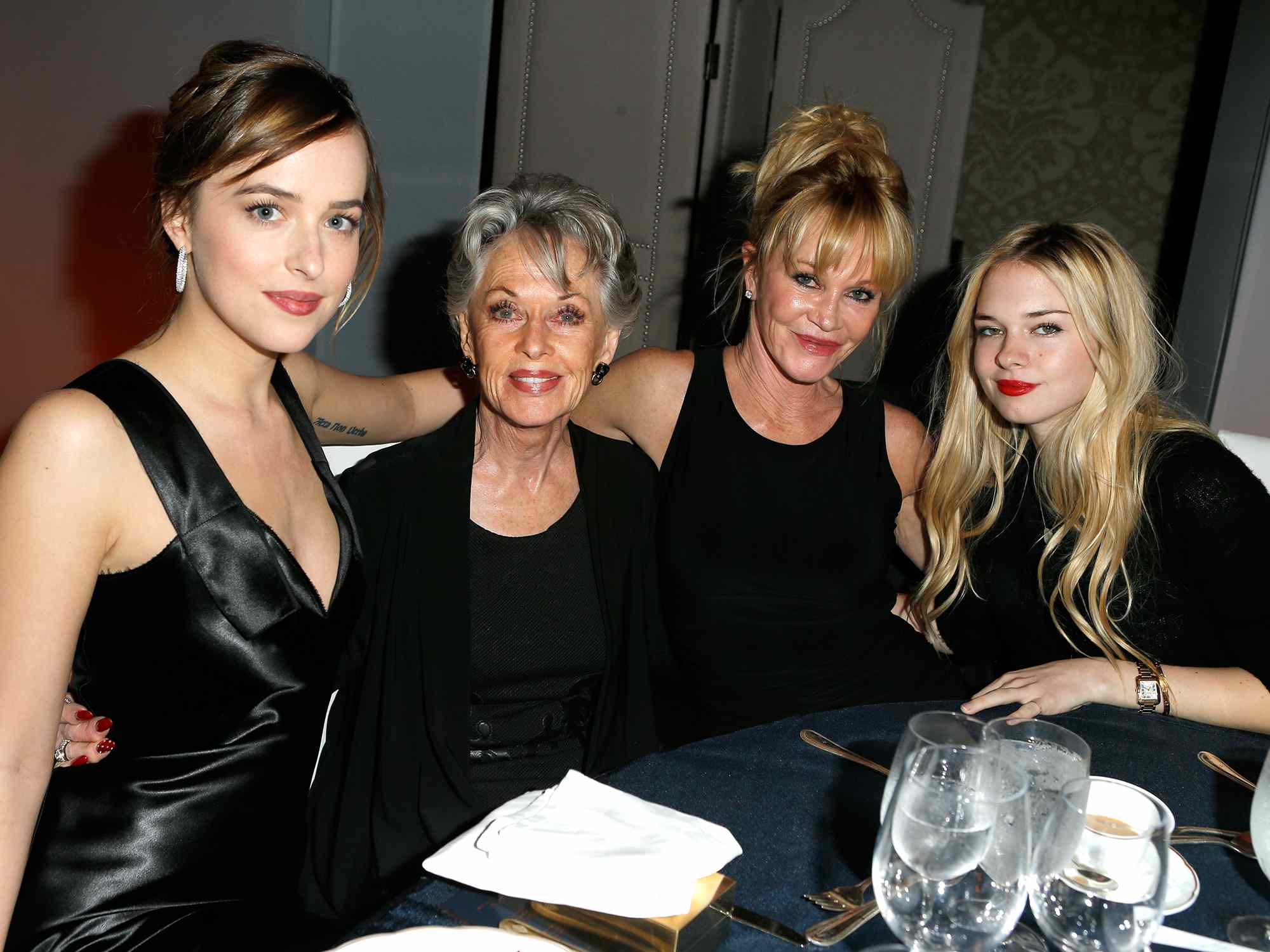 Dakota Johnson, Tippi Hedren, Melanie Griffith and Stella Banderas attend the 22nd Annual ELLE Women in Hollywood Awards 