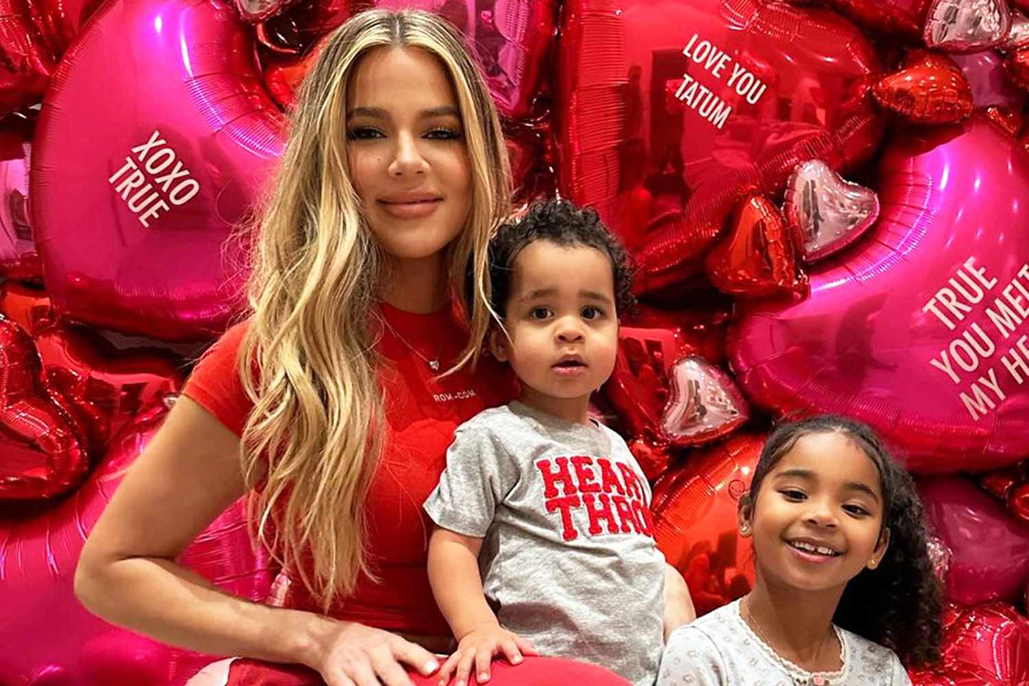 Khloe Kardashian, son Tatum and daughter True