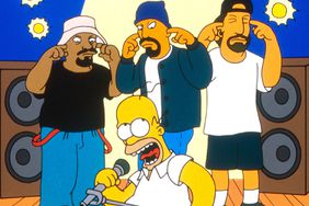 THE SIMPSONS, Cypress Hill (back from left): Sen-Dog (aka Sen D.O.G. - voice: Sen D.O.G.), B-Real (voice: B-Real), Deejay Muggs (aka DJ Muggs - voice: Deejay Muggs) front: Homer Simpson, 'Homerpalooza'