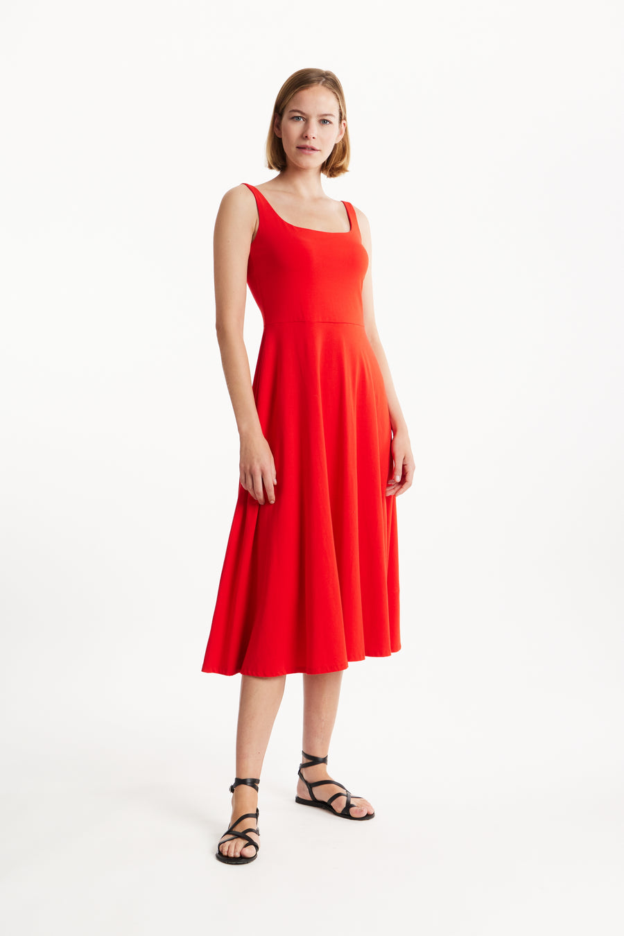 People Tree Fair Trade, Ethical & Sustainable Tyra Dress in Red 95% organic certified cotton, 5% elastane