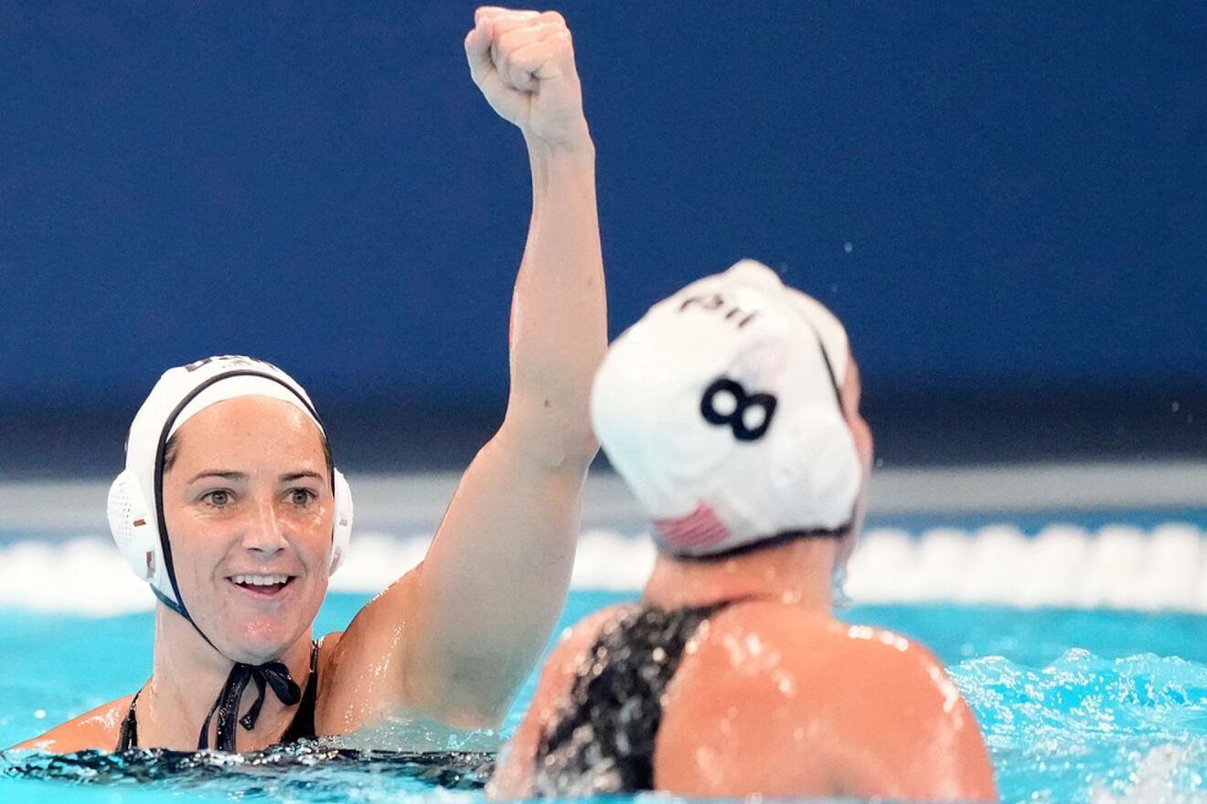 Maggie Steffens of the United States celebrates after scoring during...