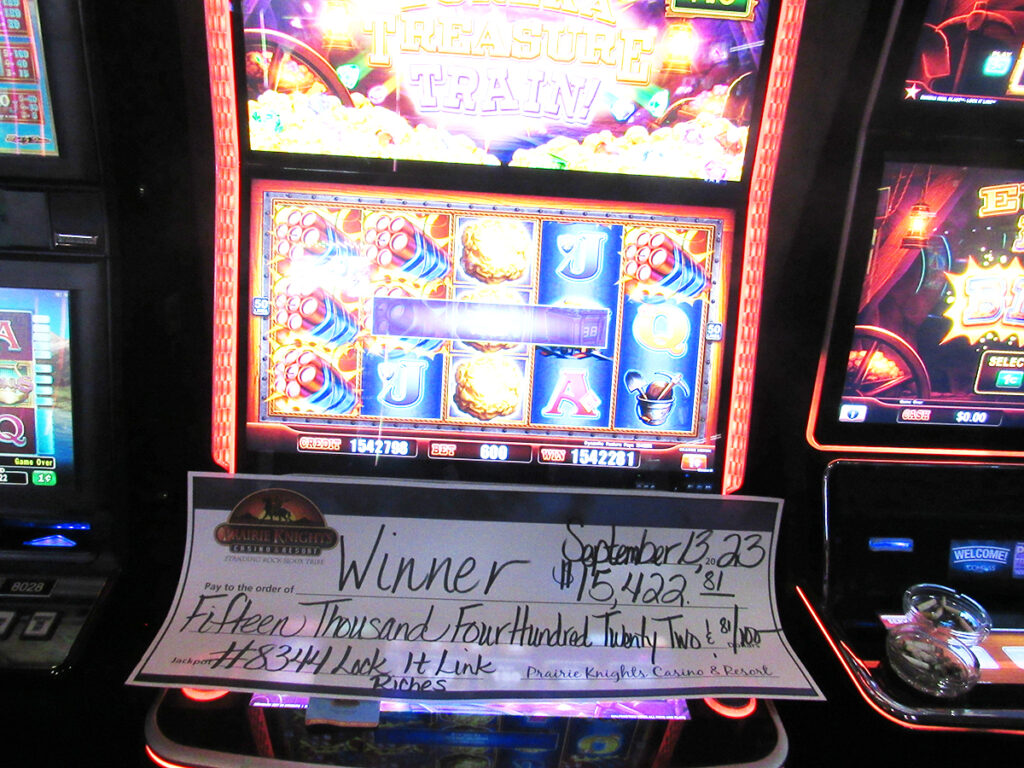 Large check on slot machine