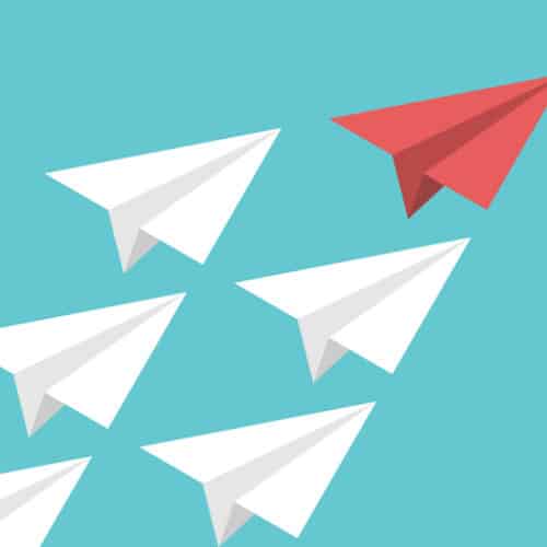 Isometric paper plane, leadership