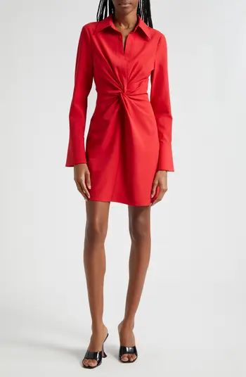 Cinq à Sept McKenna Front Twist Long Sleeve Mini Shirtdress | Nordstrom | Nordstrom