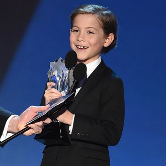 Actor Jacob Tremblay accepts Best Young Actor award onstage during the Critics' Choice Awards on January 17, 2016.