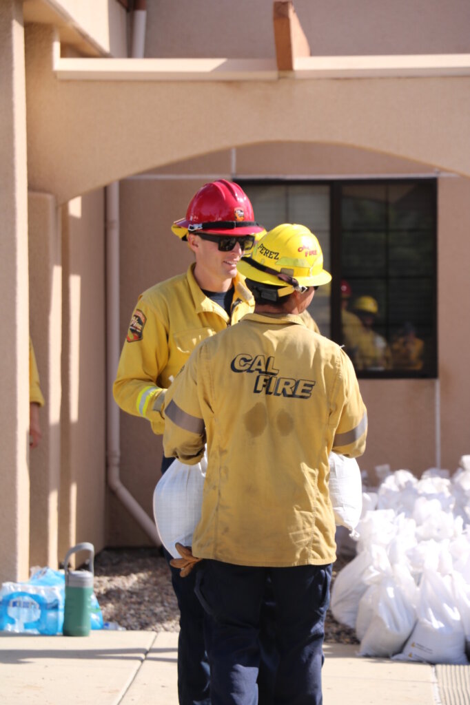 firefighter with bags