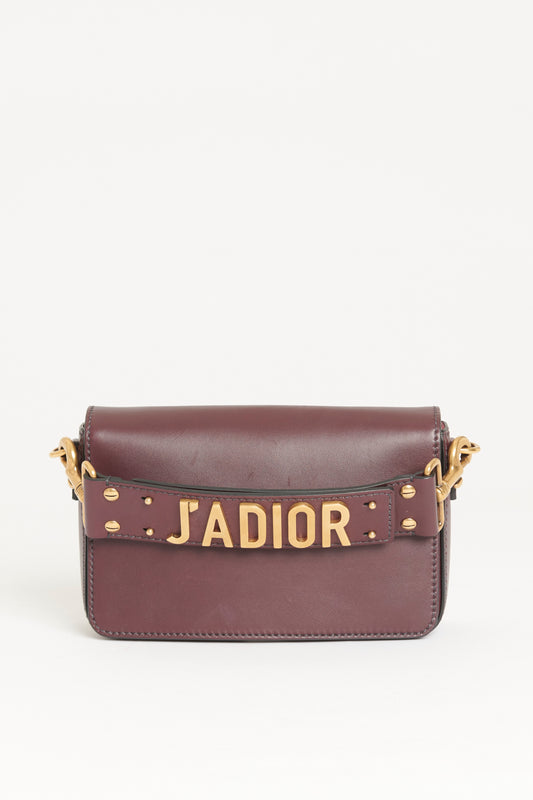 2017 Burgundy Leather Preowned J'adior Clutch Bag