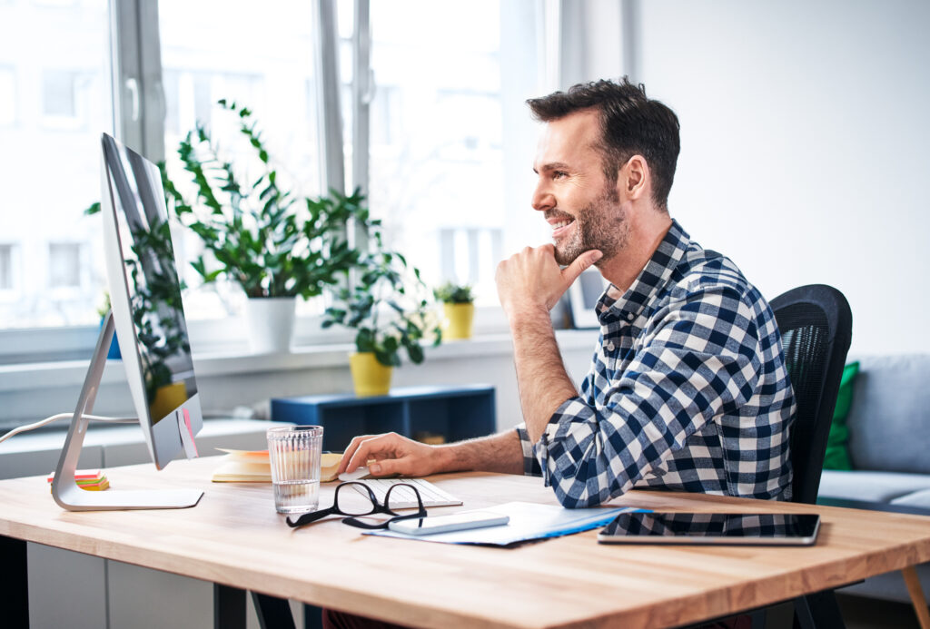 man using computer