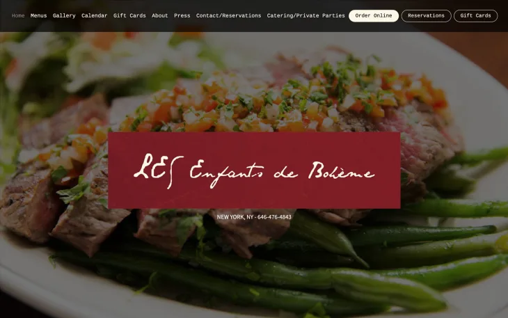 Restaurant website thumbnail of Les Enfants