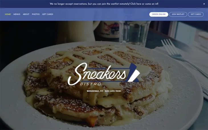 Restaurant website thumbnail of Sneakers