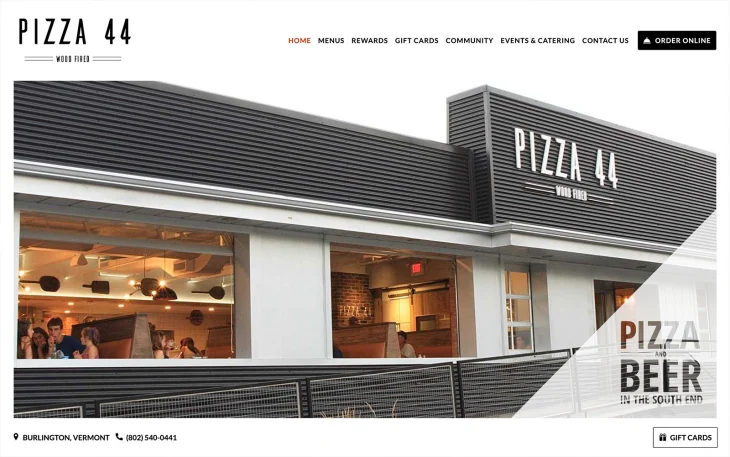 Restaurant website thumbnail of Pizza 44