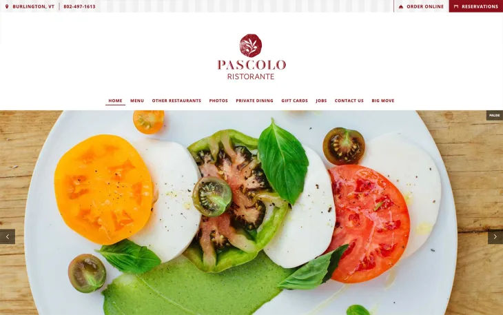 Restaurant website thumbnail of Pascolo