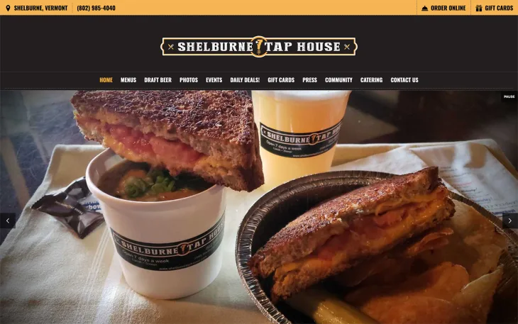 Restaurant website thumbnail of Shelburne Tap House