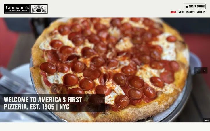 Restaurant website thumbnail of Lombardi's