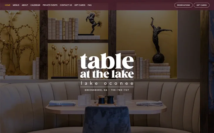 Restaurant website thumbnail of Table at the Lake