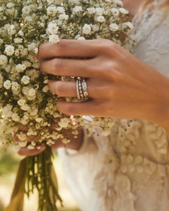 Nicolette 14k White Gold Band Ring in White Diamond