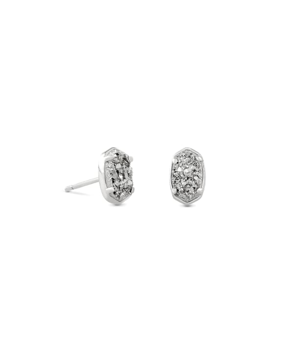 Emilie Silver Stud Earrings in Platinum Drusy