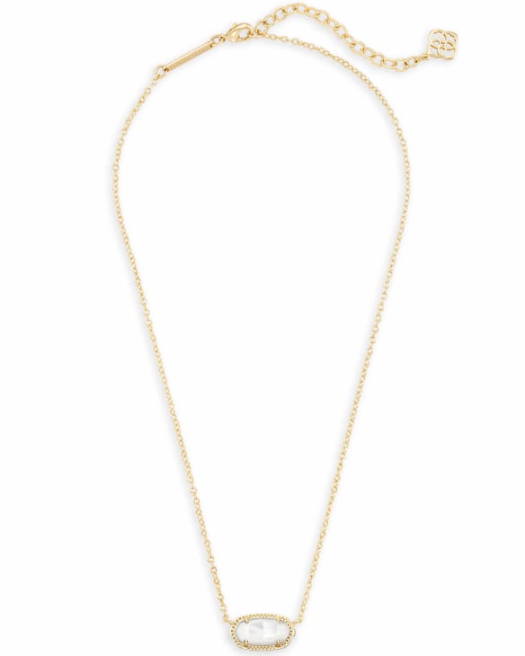 Elisa Gold Pendant Necklace in Ivory Mother-of-Pearl