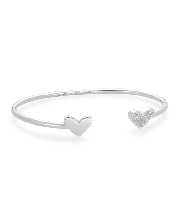 Ari Heart Sterling Silver Cuff Bracelet in White Diamond