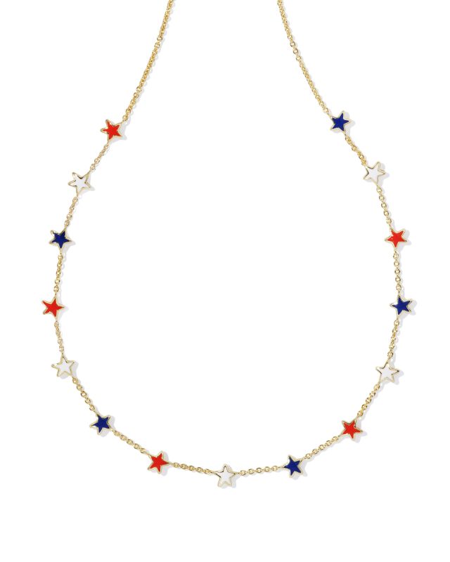 Sierra Gold Star Strand Necklace in Red White Blue Mix image number 0.0