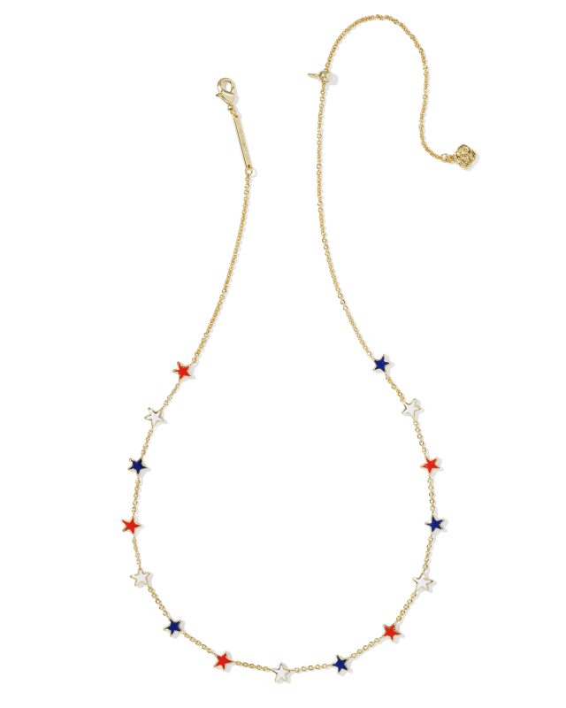 Sierra Gold Star Strand Necklace in Red White Blue Mix image number 3.0