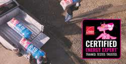 Certified Energy Expert unloading Owens Corning R-19 insulation