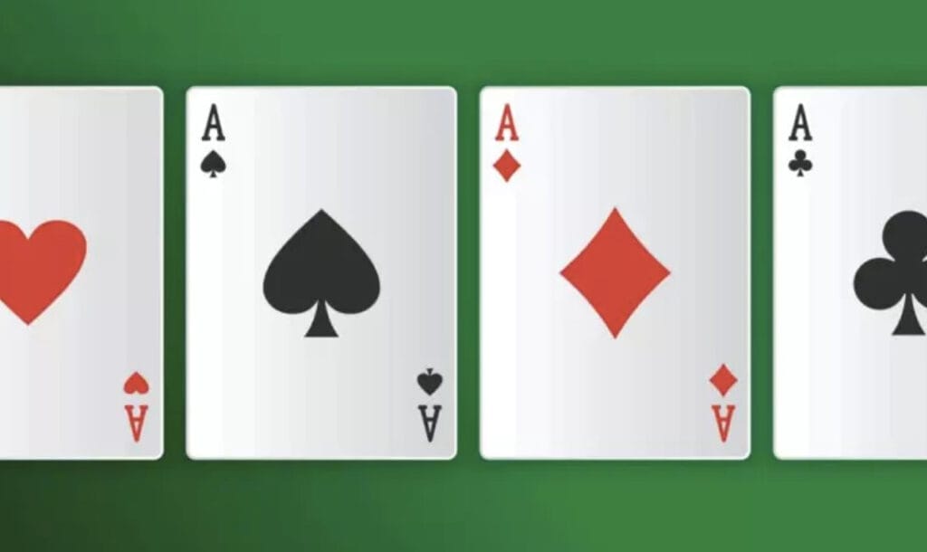 Quad aces in poker.